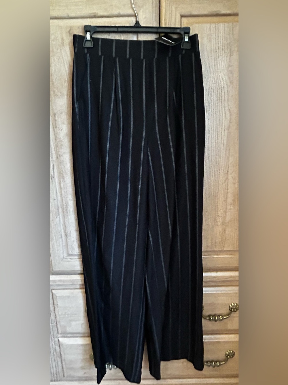 Forever 21 Black Wide Leg Pinstripe Pants